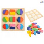   Oktatási puzzle oktatási készlet színes geometriai alakzatok, méretek 15x15 cm